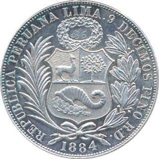 Peru 1 Sol 1884 Freiheitsgttin*