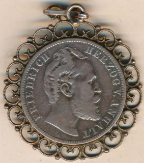 Anhalt 2 Mark 1876 A Friedrich I. als Brosche Silber*